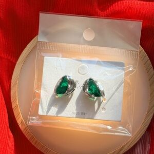 Elegant Silver and Green Earrings